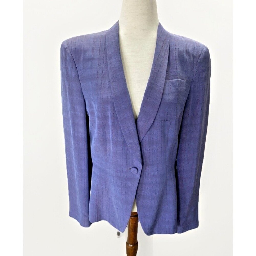 Giorgio Armani Womens Silk Jacket Blazer Purple Lined Italy Size 46 US 10